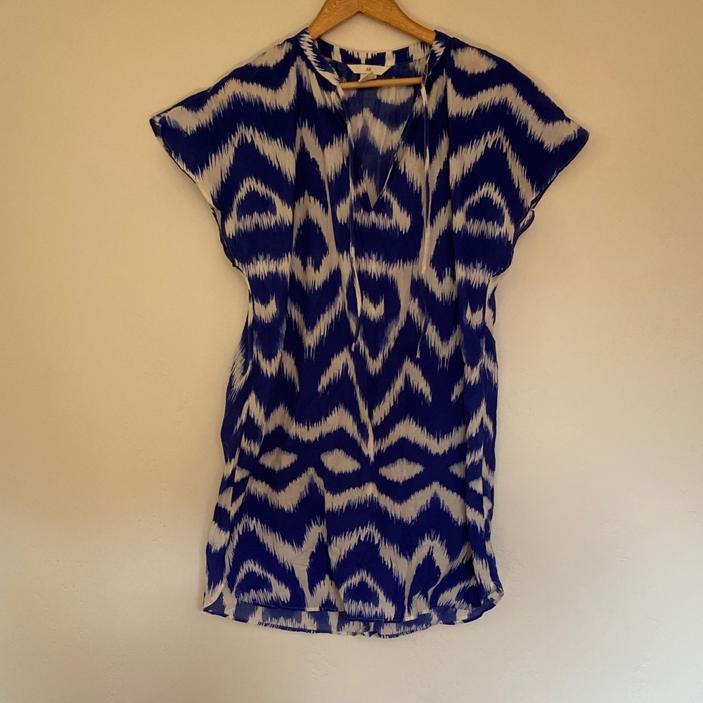 H&M Blue and White Zigzag Mini Dress